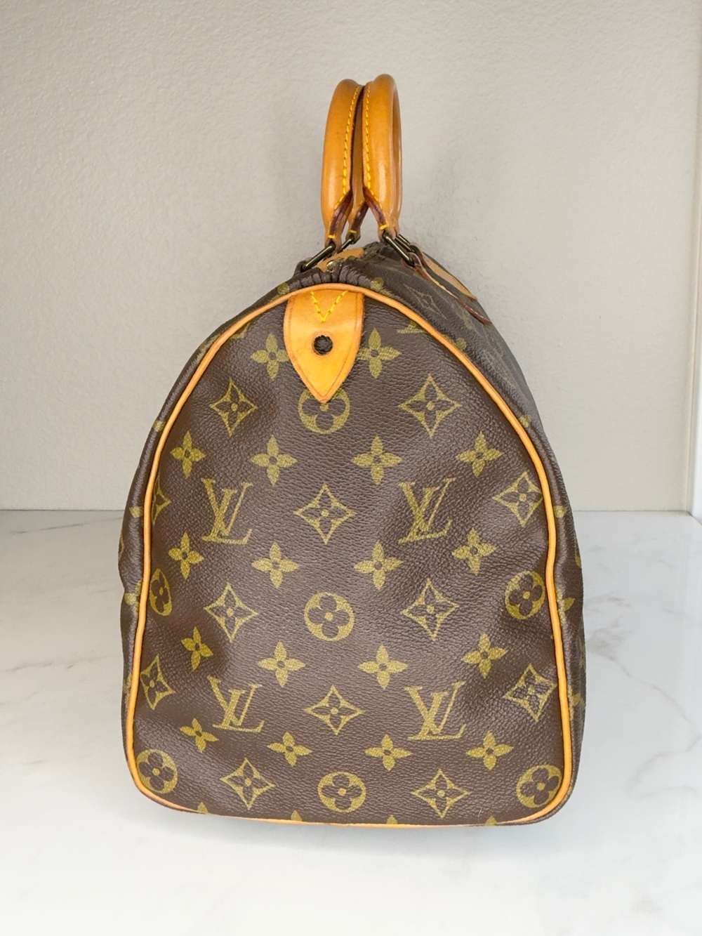 Louis Vuitton Classic Speedy 35 Monogram Canvas Tote Handbag w Lock Key Dust Bag - Picture 4 of 13
